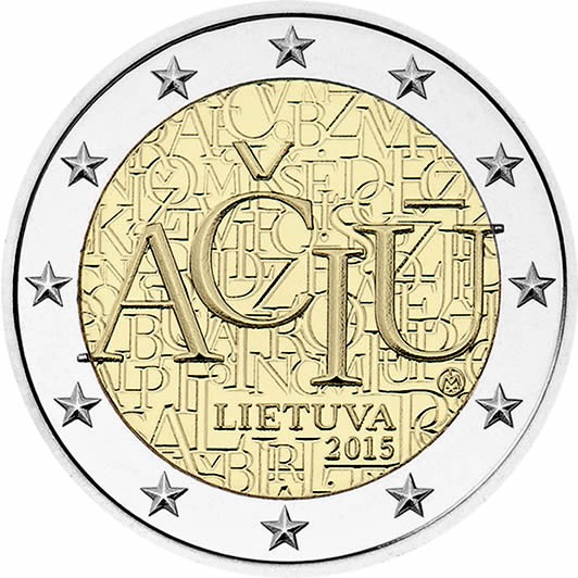 Lituanie 2 Euros Commémo. 2015 - Langue lituanienne