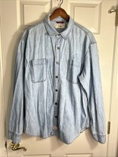 Levi Strauss Denim Shirt Men's XL Signature Long Sleeve Premium Blue Button Up