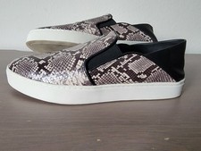 Vince Sneakers Women's 7.5 Brown Snakeskin Slip On Loafers Platform Flats