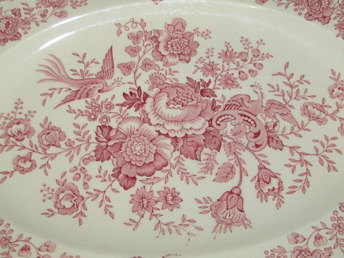 Crown Ducal BRISTOL Red Pink Oval Serving Platter 14" Made in England - Picture 2 of 4