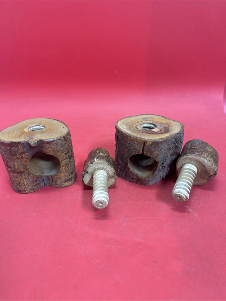 Vintage Rustic Handmade Wood Log Screw Type Nutcracker Lot of 2 - Image 2 of 4
