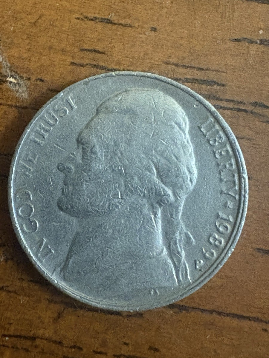 1989 P Jefferson Nickel Mint Error Broadstruck Obverse/Reverse Rim
