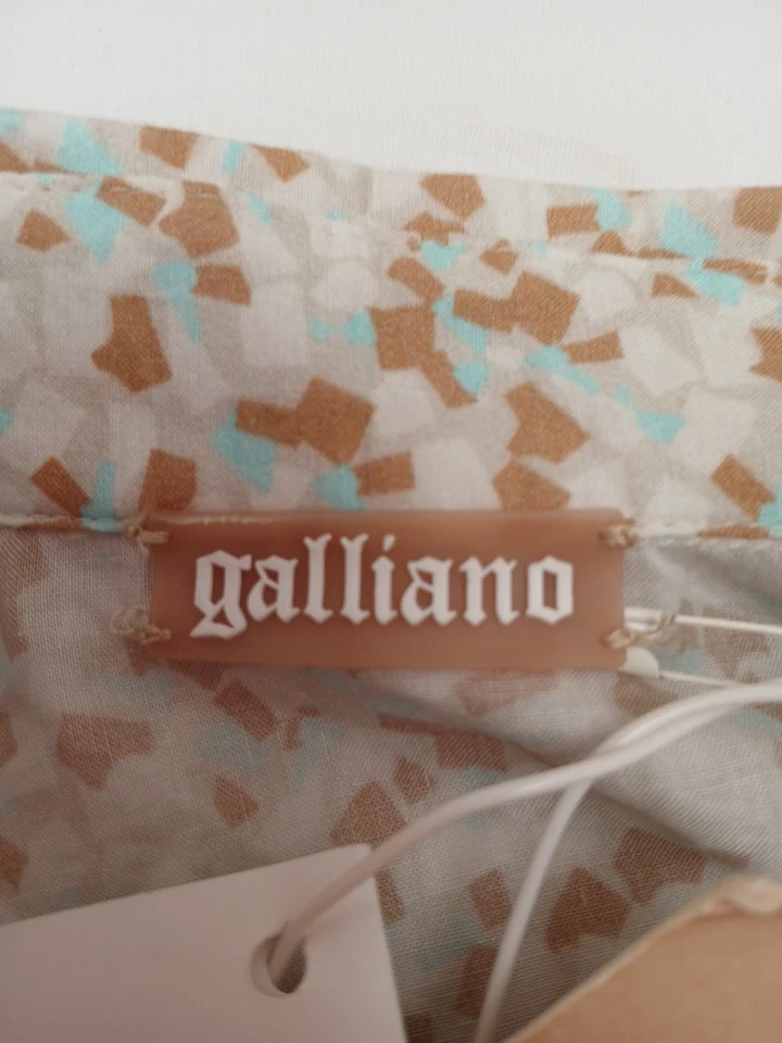 Camisa de manga corta Galliano para hombre 32/46 etiqueta con logotipo de metal 100 % algodón P2P 21,5" nueva con etiquetas Foto 3 de 4