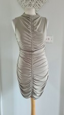 Ladies H&M Light Olive Green Ruched Stretchy Bodycon Dress Size M 12 VGC