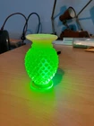 VINTAGE USA FENTON VASELINE HOBNAIL TOPAZ OPALESCENT ART GLASS FLOWER BUD VASE
