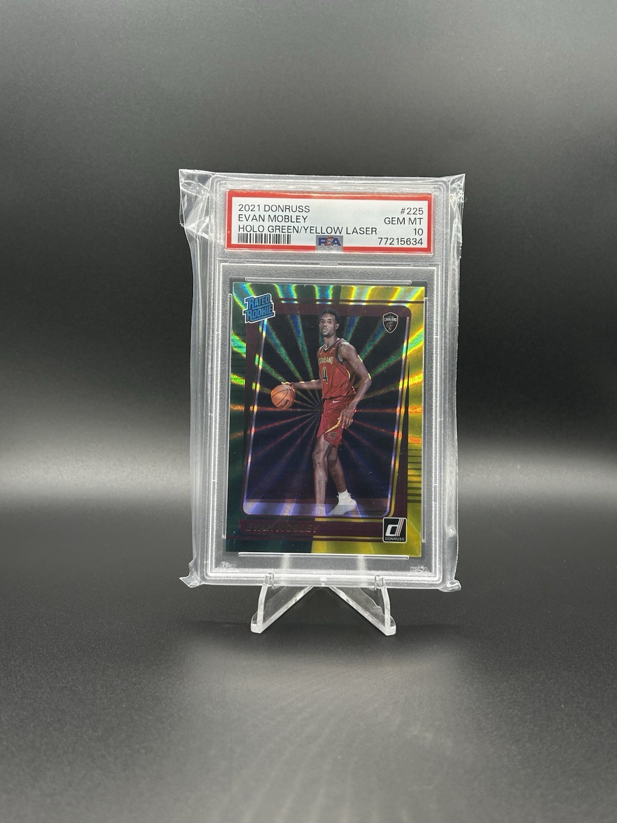 2021 Panini Donruss PSA 10 Rookie Evan Mobley #225 Holo Green & Yellow Laser