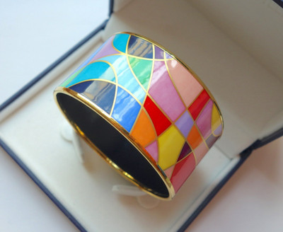 FREY WILLE FREYWILLE wide Enamel Bangle Ode to Joy of Life Sz. S/M with Pouch!