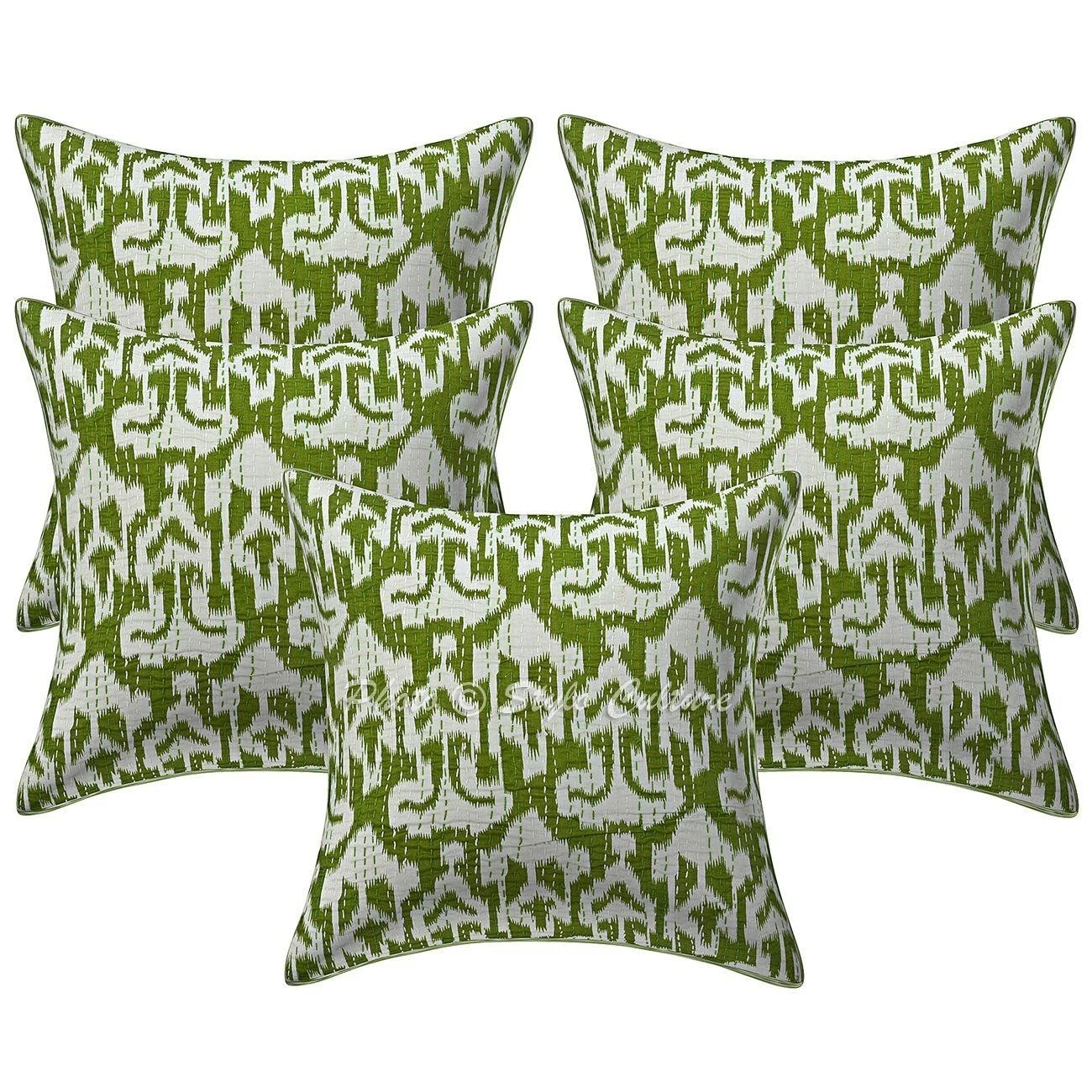 Decorative Cotton Throw Pillow Covers Kantha Green Ikat Home Decor Cushion Cover
Opens in a new wind