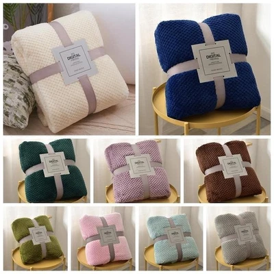 Waffeldecke Fleece Überwurfbett Sofa-Decke Kuscheldecke Wohndecke Luxus Popcorn - Bild 1 von 4