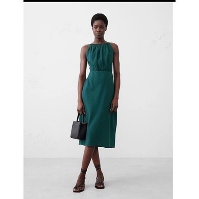 chinese dress ladies Womens Cotton Linen Midi Dresses Casual V Neck Button Lantern Sleeve Lace  High Waist Plus Size Beach Dress Apricot at Amazon Women's Clothing store main image 1