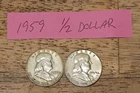 (Lot Of 2)  1959 Benjamin Franklin Half Dollar US  Coins 90% Silver D