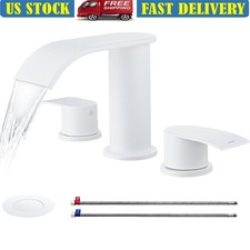 Waterfall Faucet Stainless Steel Deck Mount Two Handle Easy Install Modern New