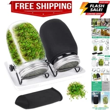 Seed Sprouting Jar Kit with 2 Wide Mouth Mason Jars Bean Sprouts Growing Kit ...