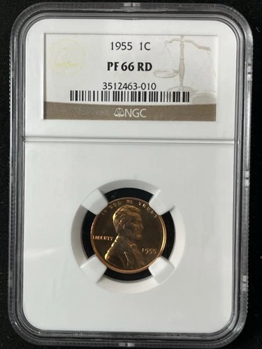 1955  1C RD Proof  Lincoln Wheat One Cent NGC PF66RD   3512463-010