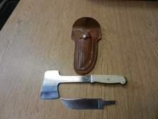 1930's-40's Kinfolks USA Hatchet/Knife Combo W/Leather Sheath 9 1/2" Long Used