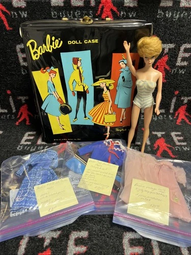 Barbie Midge Bubble Clothes & 1961 Ponytail Case Mattel Nighty Ski Queen 60s Lot