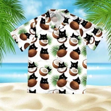 Coconut And Cat Summer Vacation Hawaiian Shirt Unisex Adult Hw5291