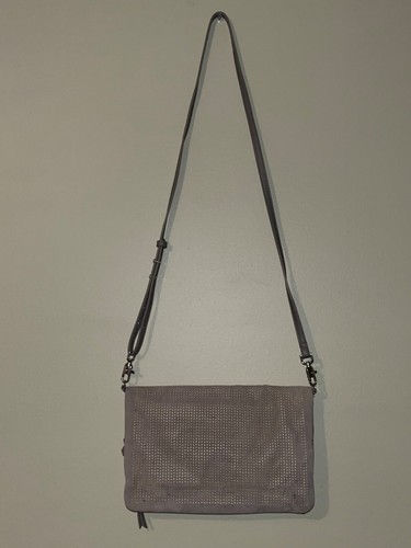 Stella & Dot Fold Over Purse Crossbody Metallic Silver Beige Shoulder Bag - Picture 7 of 7