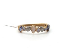Alexis Bittar Gold/purple Crystal Hinge Bangle W/ Pearl $295 on sale Alexis Bittar Gold/purple Crystal Hinge Bangle W/ Pearl $295 on sale