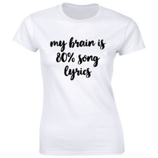 My Brain Is 80 Percent Song Lyrics Women's T-Shirt Funny Music Lover Life Tee