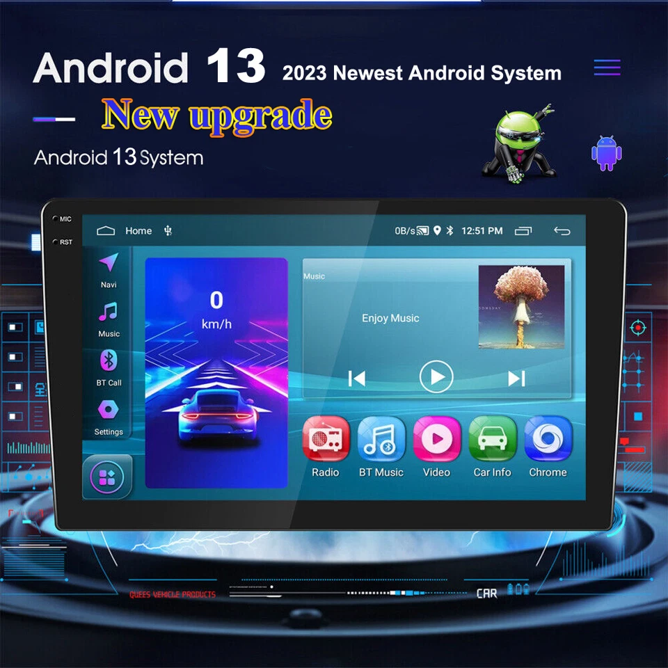 8Core 9"/10.1" Android 13 Car Radio Androidauto Stereo Carplay Player GPS WiFi - Image 4 of 4