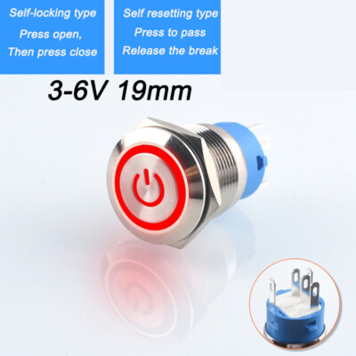 SmartSwitch 12V/24V 3A BLACK Metal Momentary ON/OFF POWER LOGO LED