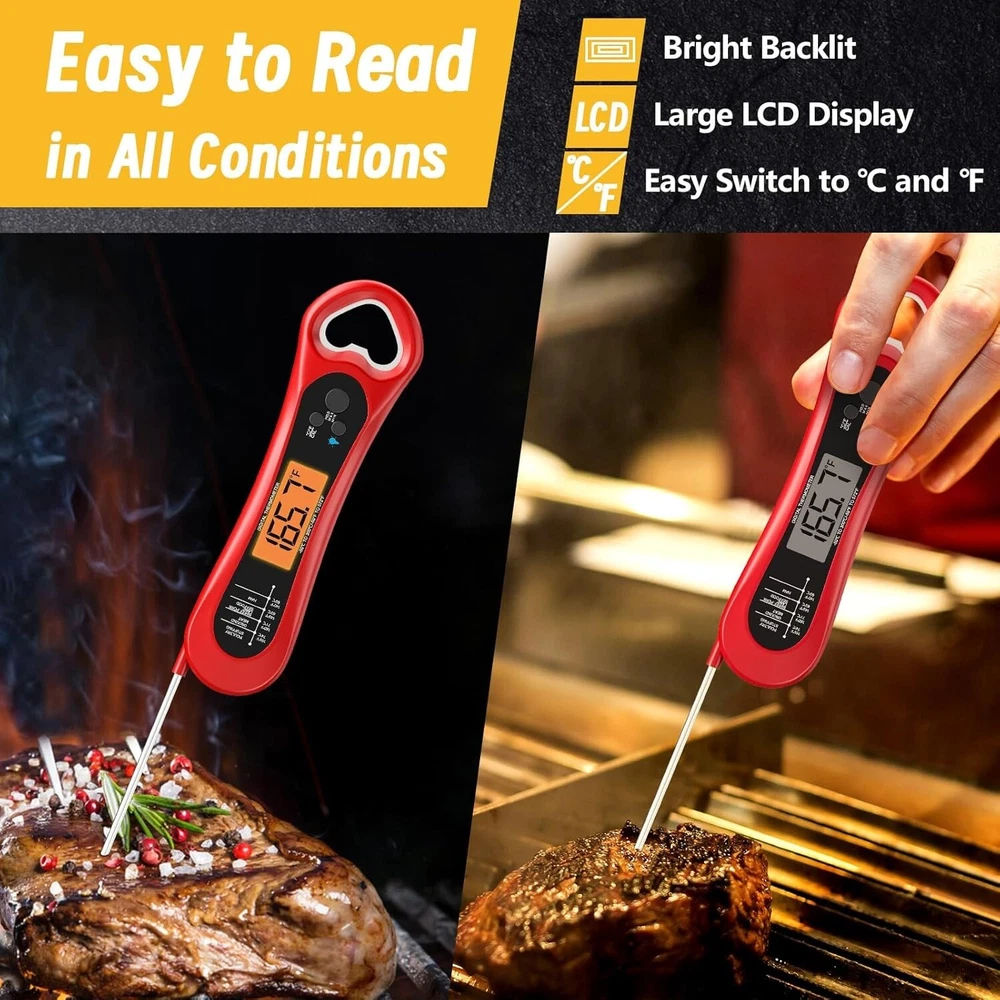 Meat Thermometer Digital, Instant Read Food Thermometer - Waterproof for Cooking