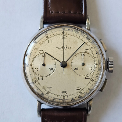 TAVANNES-CRONOGRAFO-ACCIAIO-ANNI 40-RUOTA A COLONNE-VENUS 165-ANSE FISSE-RARO