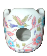 Vtg Pier One 1 Imports Ceramic Potpourri Candle Pink Blue Bird Flowers Jar Japan