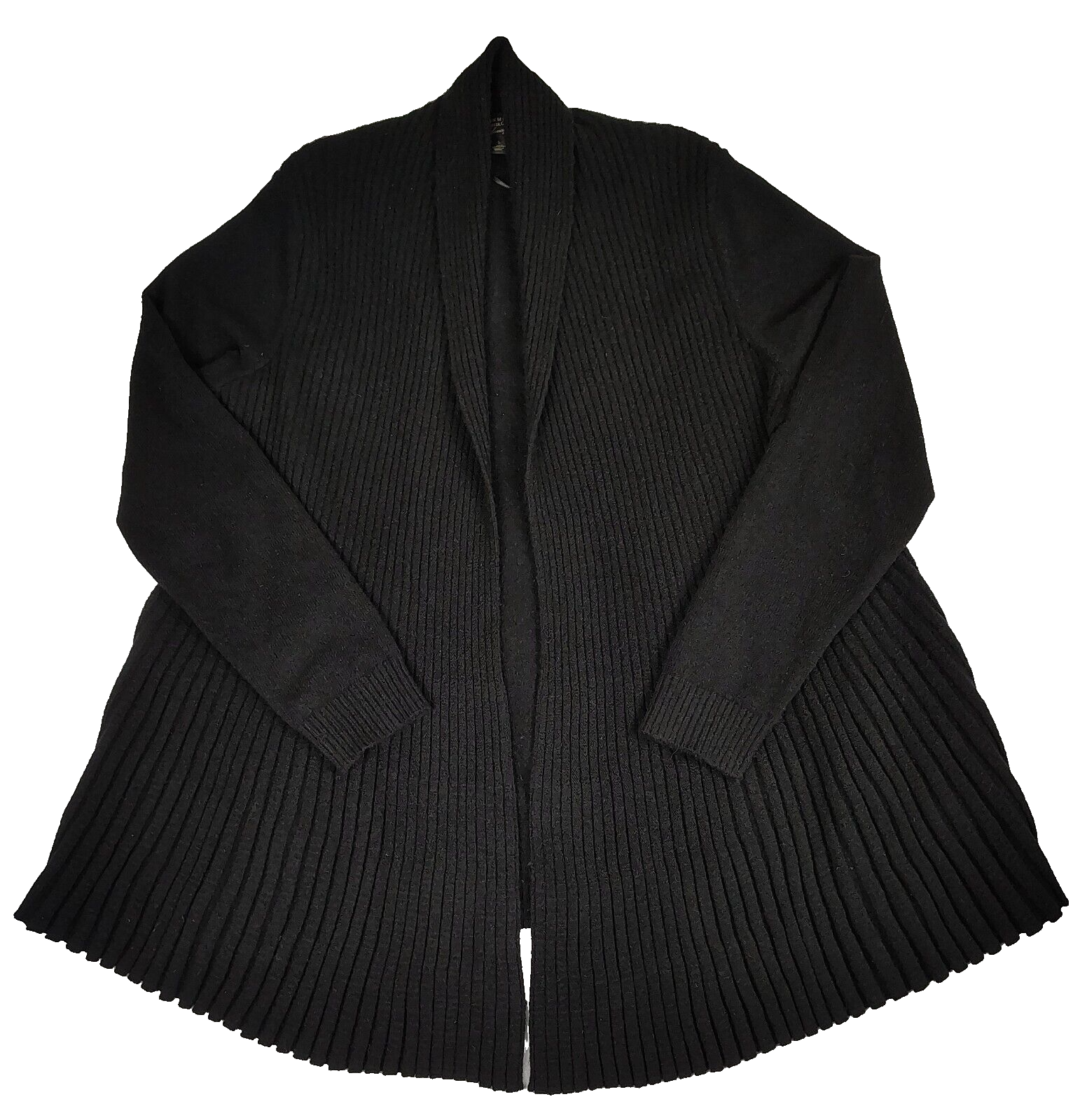 Charter Club Luxury Cashmere Sweater Cardigan Women L Black Open Front Ribbed