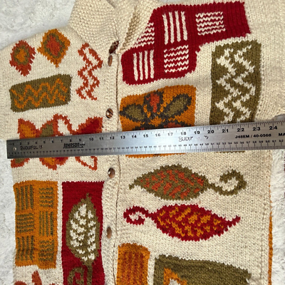 PACHAMAMA /パチャママ ヴィンテージ　ハンドメイド　カーディガン Vintage Pachamama Autumn Leaves Wool Handknit Handmade Cardigan