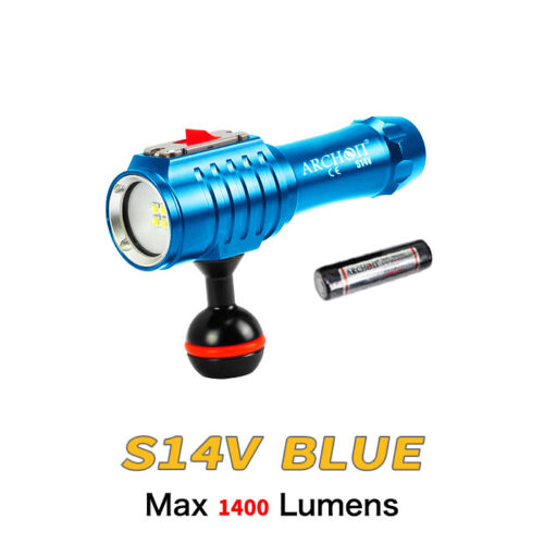 Archon S14V 1400lms HD Video Photoraphy Diving Underwater Flashlight Torch-Blue - Picture 1 of 12