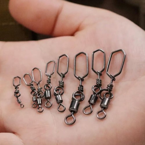 25/50/100PC Fishing Swivel Snap Coastlock Brass Rolling Swivel Interlock Clips - Picture 8 of 20