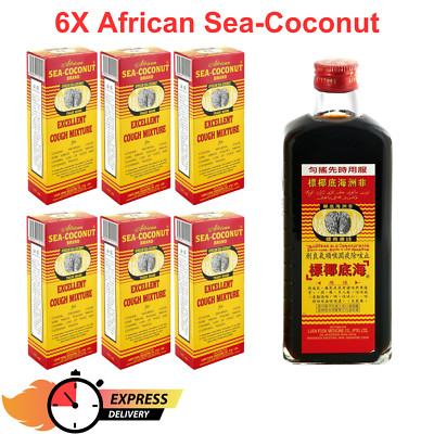 6X Cough Relief African Sea Coconut Soothes Sore Throat Syrup Mixture 177 ml