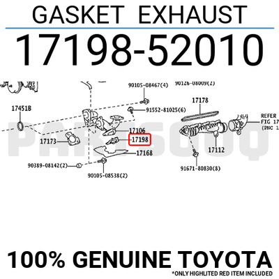 1719852010 Genuine Toyota GASKET EXHAUST 17198-52010 | eBay