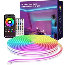 16.4 FT Neon Rope Lights RGB LED Strip IP65 Waterproof with Remote Control