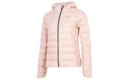 PUMA Pwrwarm Packlite Hd Jacket Solid Logo Print Quilted Hooded Down Jacket