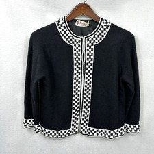 Vintage Windsor Sweater Womens Small Checkerboard Beaded Lined Cardigan READ