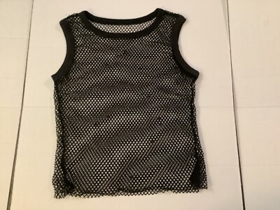 VINTAGE 1980's BLACK MESH NET SLEEVELESS TANK Madonna Desperately