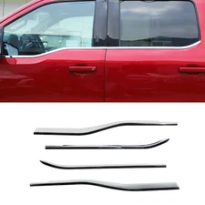 Chrome Window Sill Decor Strip Trims Covers Overlays For 2021 22+ Ford F150 4Dr