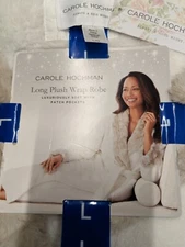 Carole Hochman Ladies Plush Wrap Robe Pockets Belt White Ivory Large