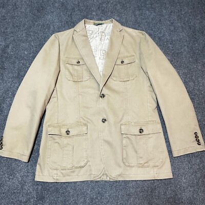 NEW Life Khaki Jacket Mens 44L Khaki Cotton Blend Button Down Collared Pockets