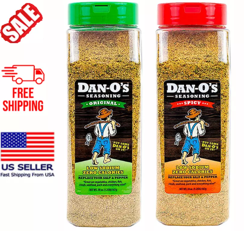 Dan-O's Seasoning Starter Pack - Original & Spicy Flavors, All Natural, Sugar Free, Keto, All Purpose Seasonings, Vegetable Seasoning, Meat  Seasoning, Low Sodium Seasoning, Cooking Spices