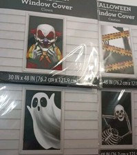Halloween Window Cover 30 X 48 Inch Choice Clown Ghost Skeleton Caution New
