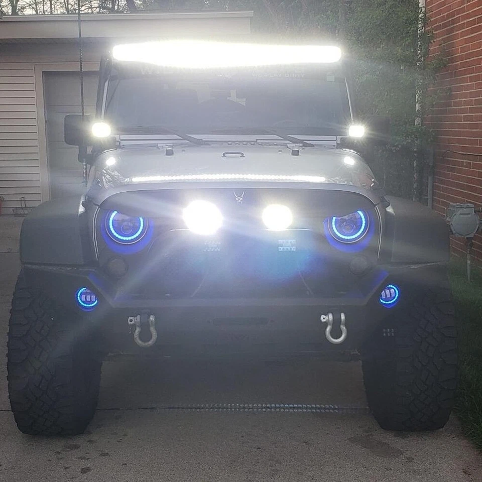 Barra de luz LED 52" 700W para Jeep Wrangler TJ 1997-2006 + Kit combinado de soporte de montaje Foto 2 de 4