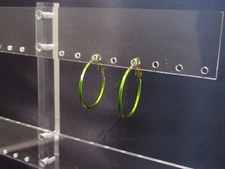 Neon Green Hoop Earrings 1" Diameter