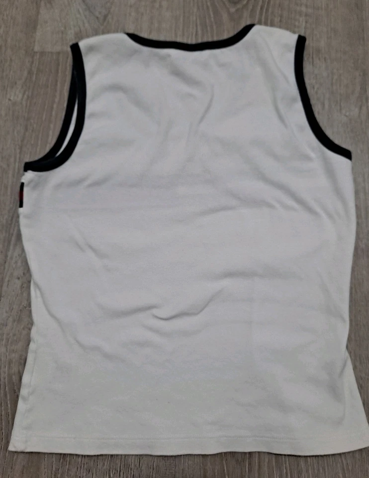 Camiseta sin mangas vintage Y2K Tommy Hilfiger blanca Babydoll para mujer grande hip hop Foto 2 de 4