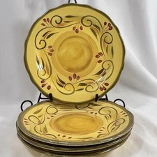 Home Trends Italian Villa Salad Plates Set of 4 | 8.5” Yellow