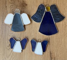 Lot Of 4 Vintage Stained Glass Angels