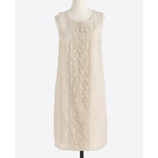 J.Crew Sand Beige Shift Dress Sz Small S Lace Embroidery Front Sleeveless